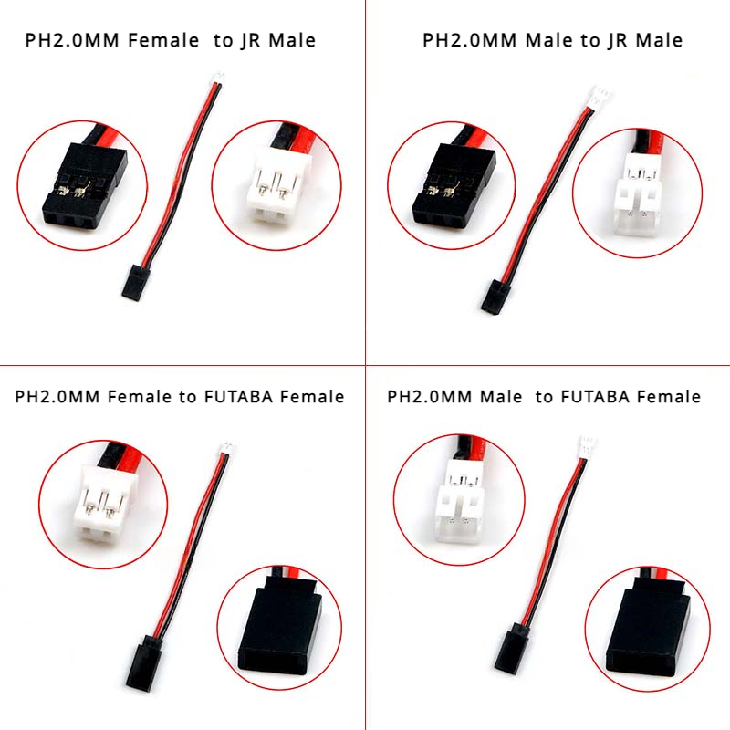 Rc Hobby Model - 1/5/10Pcs/lot PH2.0 Male/Female to JR/FUTABA Connector