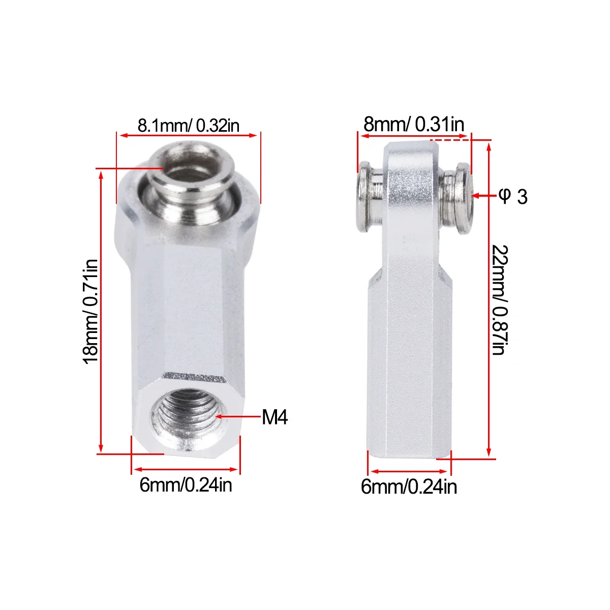 4Pcs Metal M4 Link Rod Joint B - Rc Crawler 4X4 评论和价格